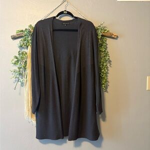 Elegant Charcoal Gray Open-Front Sweater